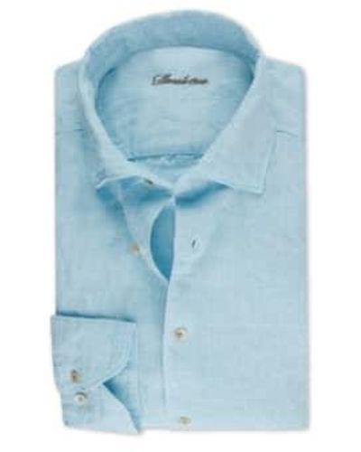 Stenströms Slimline Blue Linen Shirt 7747217970850