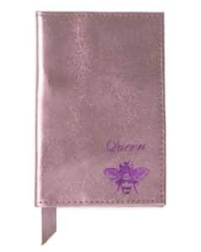 VIDA VIDA Couverture passeport queen bee en cuir rose métallisé - Violet