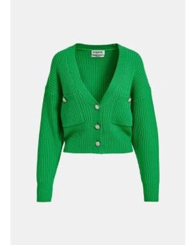 Essentiel Antwerp Essai Rhinestone Button Cardigan Medium - Green