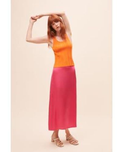 Suncoo Fun Satin Midi Skirt T1 - Pink