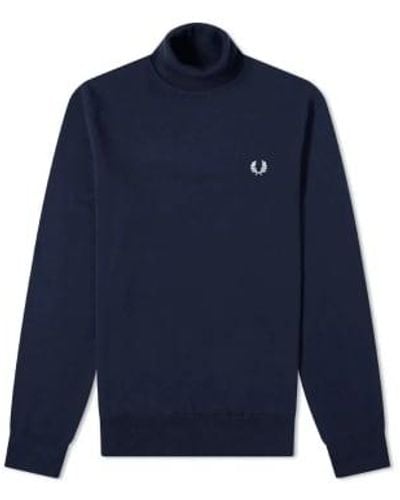 Fred Perry Authentic Col Roulé Tricot Marine - Bleu