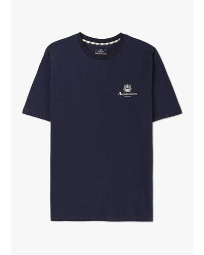 Aquascutum Herren aktives kleines Logo-T-Shirt in der Marine - Blau