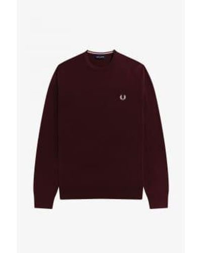 Fred Perry Classic Crew Neck Jumper Oxblood - Rosso