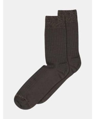 mpDenmark Erina Rib Socks Dark Brown 40-42 - Grey