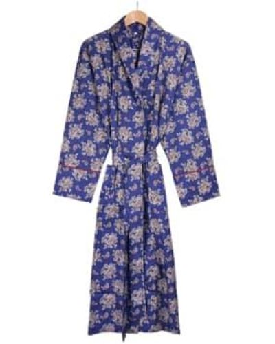 Bown of London Gatsby Paisley Dressing Gown Navy Xl - Blue