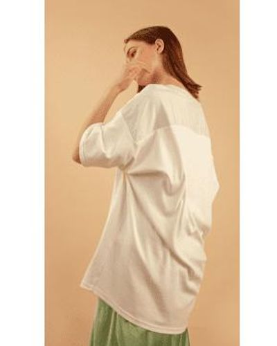 Lora Gene Organic Cotton Oversized T-shirt With Silk Details By S - Natural