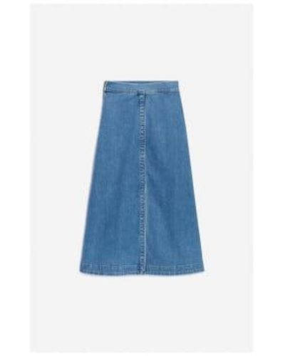 Vanessa Bruno Curtis Front Pleat Denim Midi Skirt Size: 10, Col: 10 - Blue