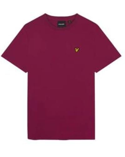 Lyle & Scott Ts400Vog Plain T Shirt In Rich Burgundy - Viola