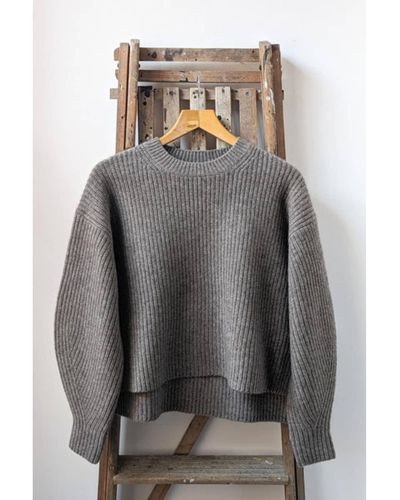Vanessa Bruno Bourgeon Fallow Rib Knit Sweater - Gray