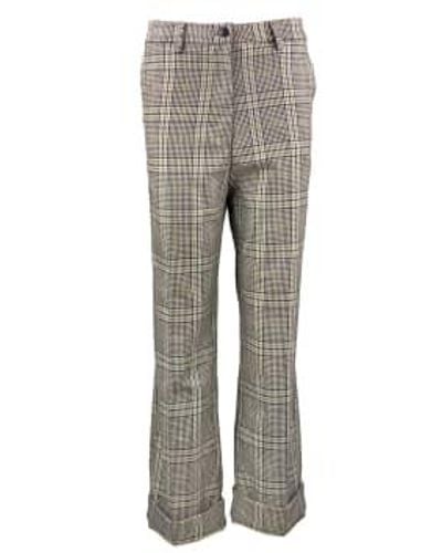 White Sand Chequered Wide Leg Trousers 2 - Grey
