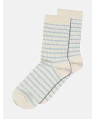mpDenmark Lydia Ankle Socks Aquamarine - Bianco