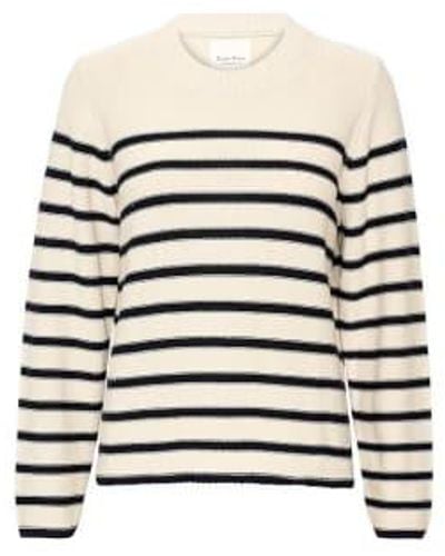 Part Two Carolyn Organic Cotton Knitted Pullover Or Dark Stripe - Bianco