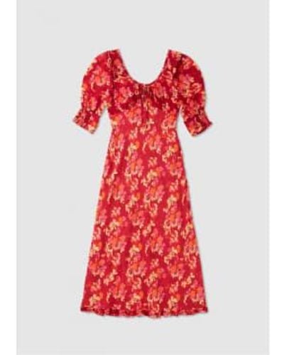 RIXO London S Sathya Frill Bodice Dress - Red