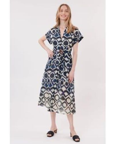 Rene' Derhy Derhy Tobby Belted Dress - Blue