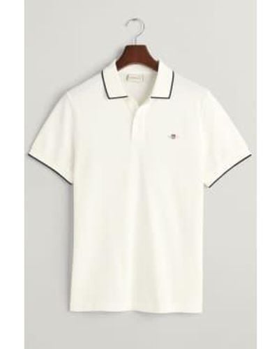 GANT Framed Tipped Piqué Polo Shirt - White