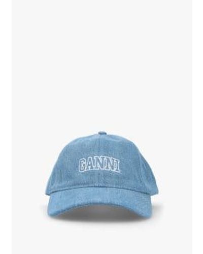 Ganni S Recycled Cotton Logo Cap - Blue