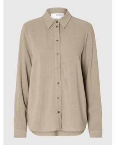 SELECTED Long-sleeved Shirt Linen Mix - Natural