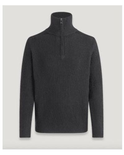 Belstaff Stanley Quarter Zip Sweater Wool - Gray