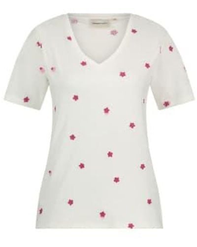 FABIENNE CHAPOT T-shirt à cou phil v fleur rose - Blanc