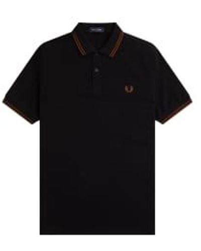 Fred Perry Slim fit twin tipped polo / whisky brown / whisky brown - Negro