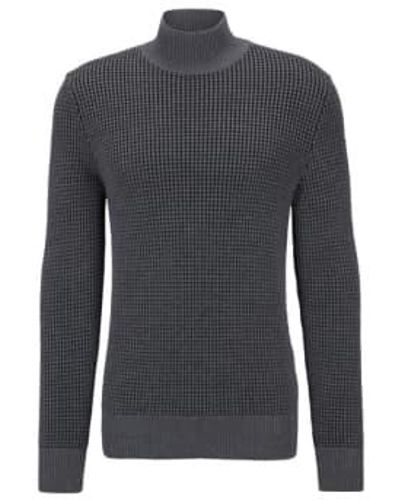 BOSS Boss Maurelio Mock Neck Sweater In Structured Wool Blend 50500656 030 - Blu