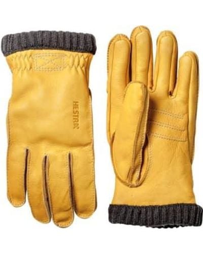 Hestra Yellow Deerskin Primaloft Rib Gloves 10 Yellow/black