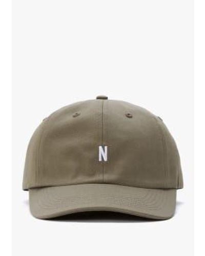 Norse Projects Mens Twill Sports Cap In Sediment - Verde