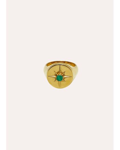 Under Her Eyes Astrid Ring 18ct Plated Green Malachite O - White