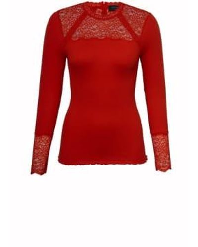 Rosemunde Red silk and lace tee - Rojo