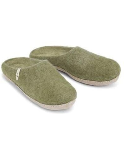 Egos Hand-made Moss Felted Wool Slippers 40 - Green