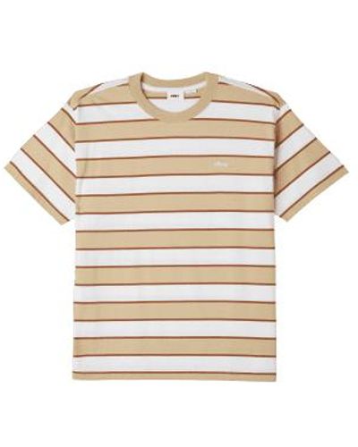 Obey Sandborn Stripe T Shirt Irish - Neutro