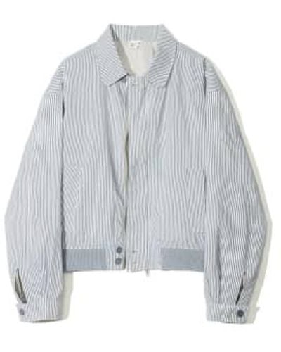 PARTIMENTO Stripe Harrington Jacket - Gray