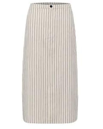 Part Two Elisa Skirt Linen And Cotton Dark Stripe - Neutro