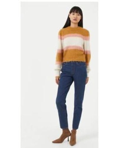 French Connection Oatmeal Rose Moli Brushed Stripe Sweater - Blue