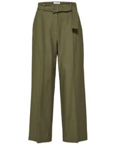 SELECTED Ana Wide High Waist Trousers - Verde