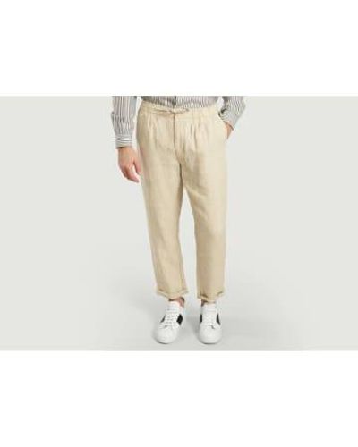 Knowledge Cotton Light Feather Birch Linen Trousers - Bianco