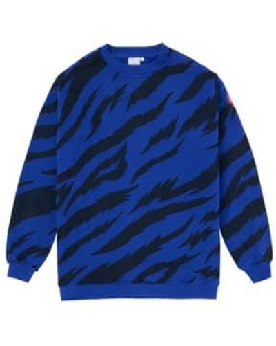 Scamp & Dude : blau mit schwarzem grafischem tiger übergroßes sweatshirt