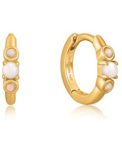 Ania Haie Mother Of Pearl And Kyoto Opal huggie Hoop Earrings Plated / - Metallic