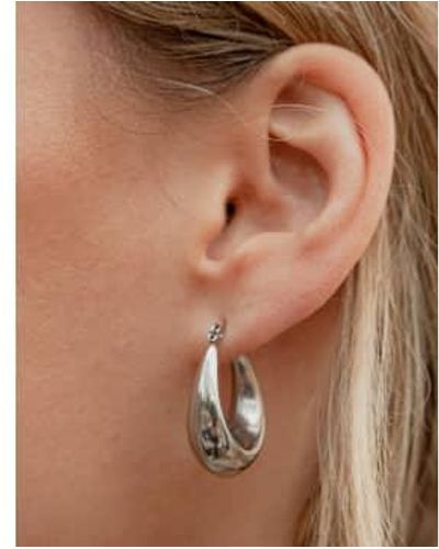 Nordic Muse Bold Crescent Hoop Earrings, Waterproof Stainless Steel - Brown
