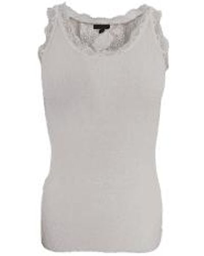 Black Colour Colour Ivy Rib Lace Vest Ivory - Grigio