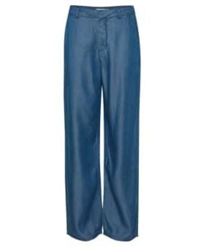 Pulz Pantalones hw pierna ancha en mezclilla azul medio