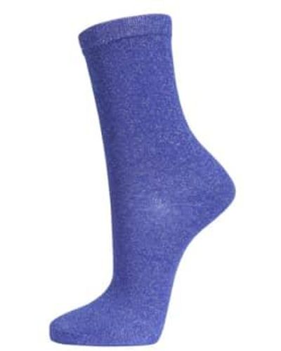 Miss Shorthair LTD Miss Shorthair 4898rb1l Sparkly All Over Glitter Socks - Blue