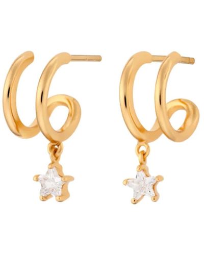 Scream Pretty Illusion Hoop Earrings With Star Drop Gold Plated Spg 103 - Metallizzato