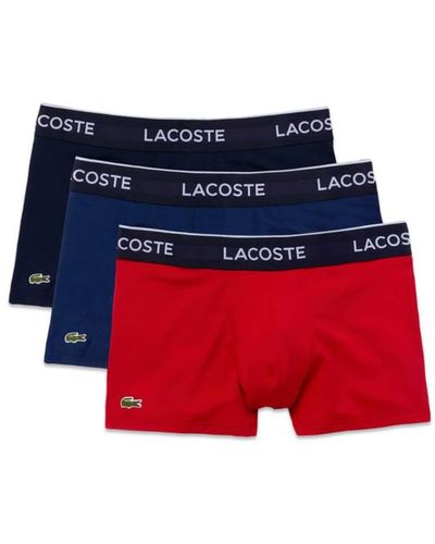 Lacoste Lot 3 Boxers Coton Stretch Rouge Bleu Marine