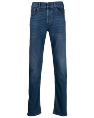 7 For All Mankind Mid Slimmy Tapered Luxe Performance Plus Jeans - Blu