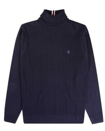 Gabicci Leonardo Roll Neck Patterned Sweater - Blue