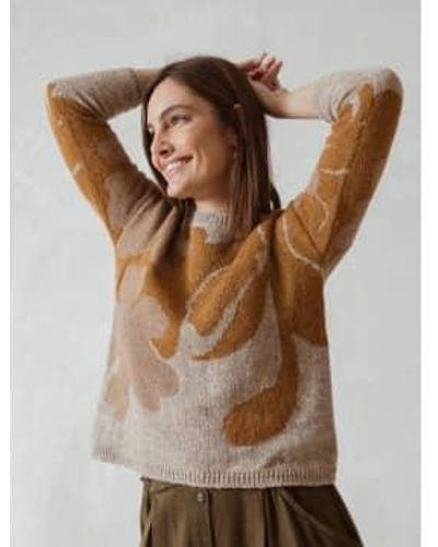 indi & cold Leaves Knit Sweater - Brown