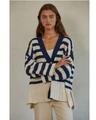 By Together Oversized Striped Cardigan - Blue