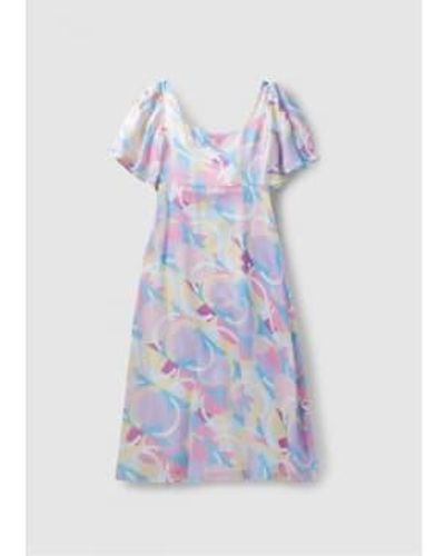 Olivia Rubin Womens Savannah Silk Fit Flare Printed Dress In Shapestack - Blu
