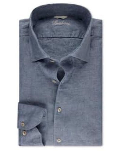 Stenströms Slimline blue linen shirt 7747217970800 - Bleu